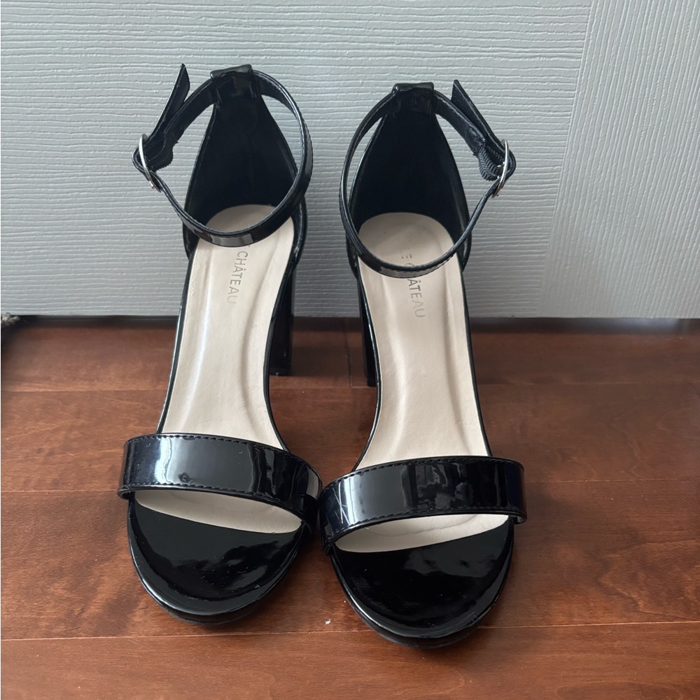 Strappy Block Heel Sandal | Vegan Patent leather
